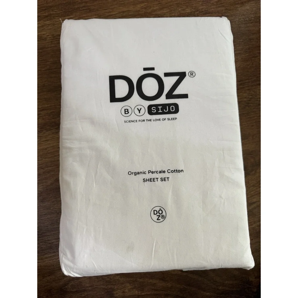 Doz by Sijo Organic Cotton Percale Sheet Set Cal King Snow (No Flat Sheet) NWT